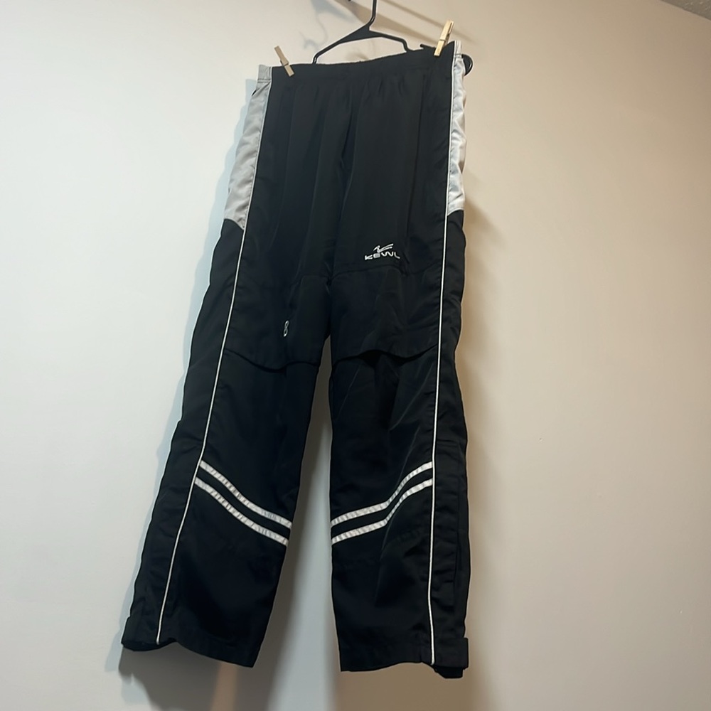 Vintage Kewl Black & White Track Pants - Size Large - Vented Knees & Zip Ankles
